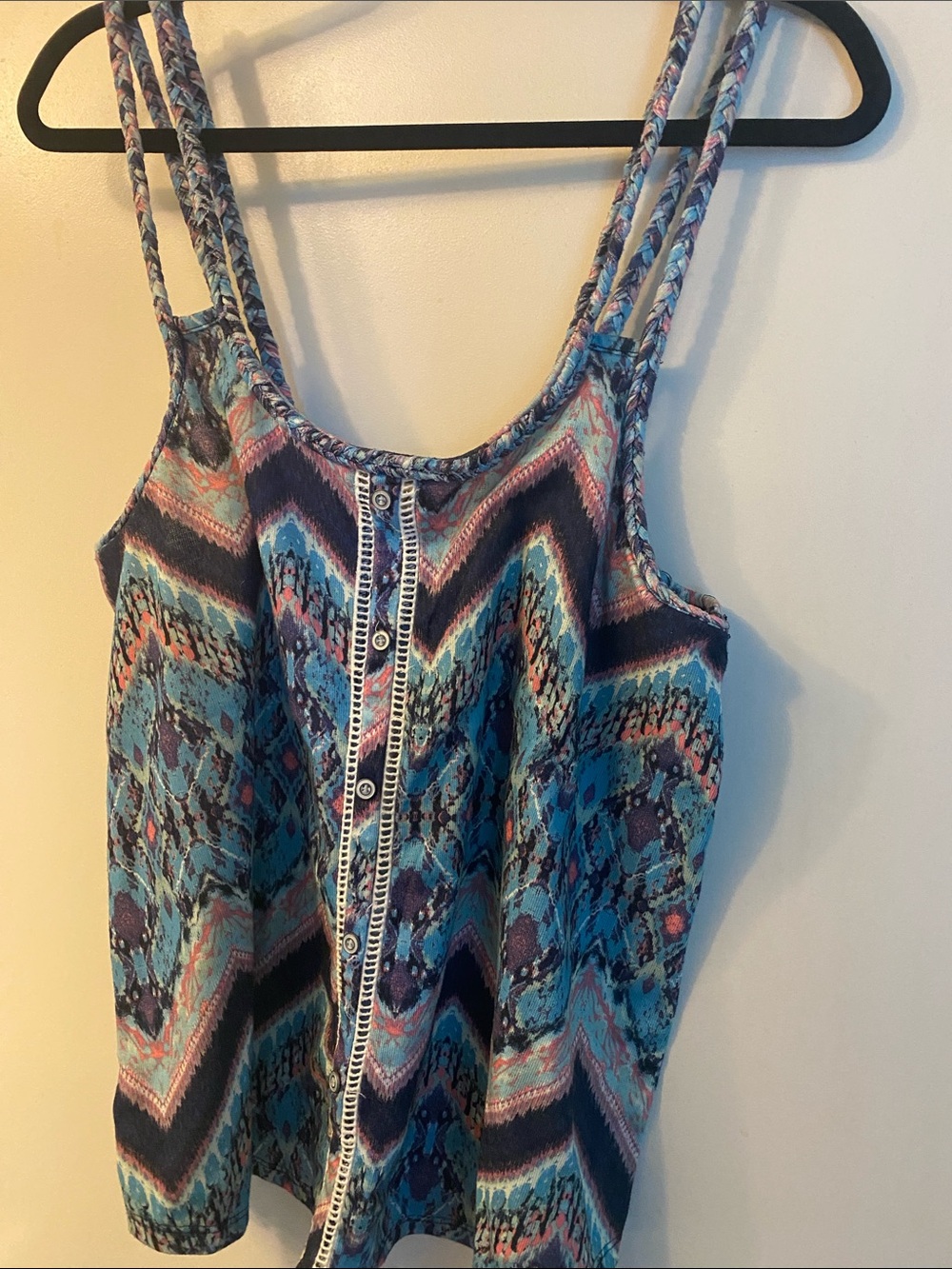 Daytrip Blue Multicolor Chevron Double-Strap Tank